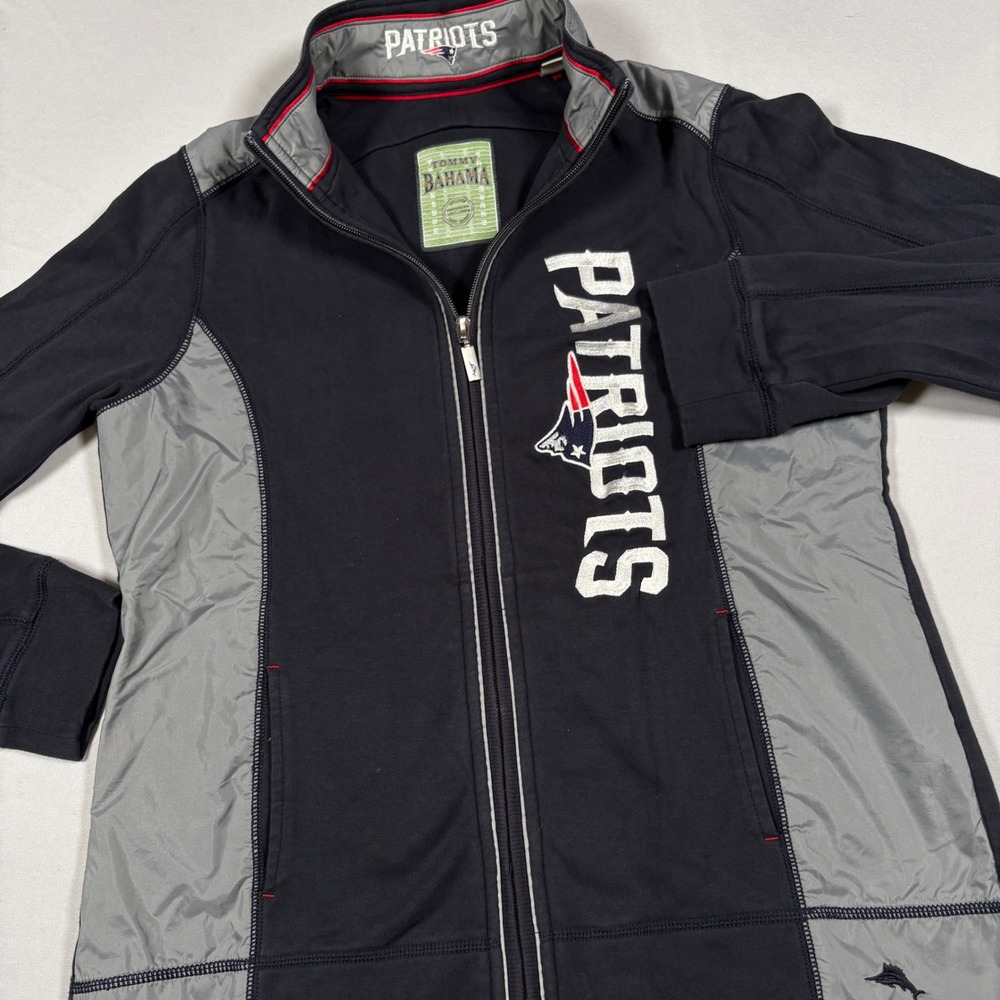 New England Patriots Jacket Womens M Black NFL Football Tommy Bahama EUC
